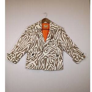 Safari Core Patrick Christopher Women XL Brown White Zebra Print Cotton Jacket